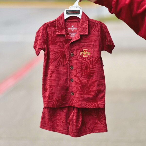 Colosseum Toddler I-State Cardinal Fern Button Up Shirt and Shorts Set